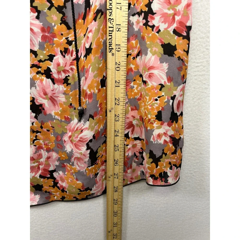 Cottagecore Boho Quintessential Womens Large Pink Orange Floral Peasant Blouse